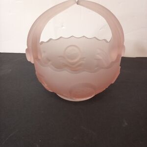 Vintage Lenox Blush Frosted Glass Basket